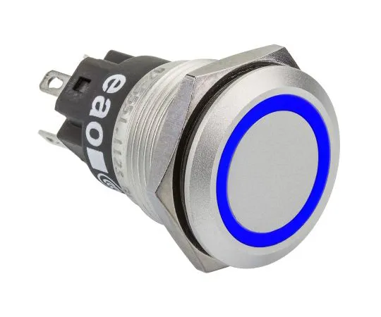 63-5124-65 EAO Single Pole Double Throw (SPDT) Momentary Blue LED Push Button Switch, IP65, IP67, 19 (Dia.)mm, Panel Mount, 24V 82-5551.1124
