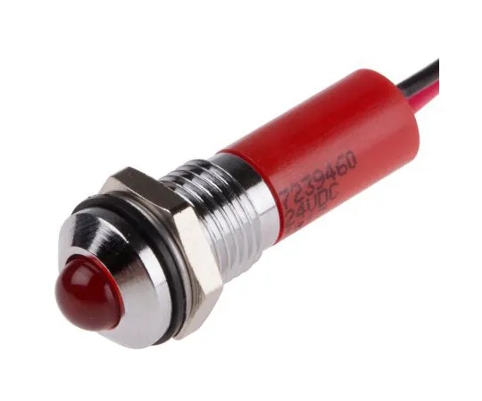 63-5024-04 RS PRO Red Indicator, 24 V dc, 8mm Mounting Hole Size, Lead Wires Termination, IP67 723-9460