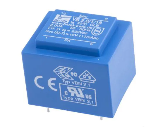 63-5033-24 18V ac 1 Output Through Hole PCB Transformer, 2VA VB 2,0/1/18