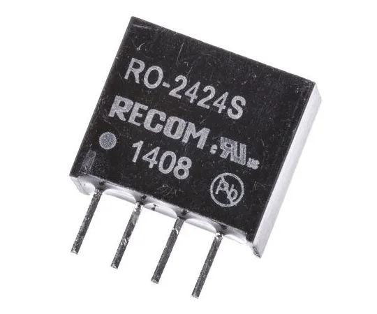 63-4938-55 Recom RO 1W Isolated DC-DC Converter Through Hole, Voltage in 21.6 → 26.4 V dc, Voltage out 24V dc RO-2424S