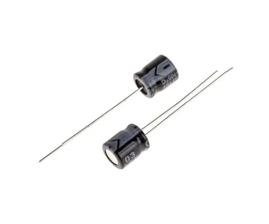 63-4989-60 RS PRO 100μF 16V dc Aluminium Electrolytic Capacitor, Through Hole 6 (Dia.) x 7mm +105°C 6mm 2.5mm 7mm 707-5809