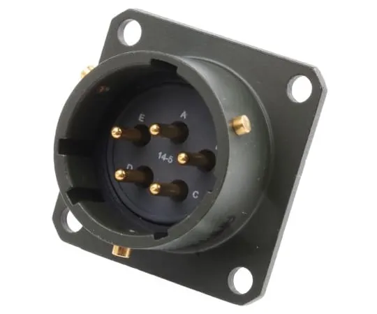 63-6546-36 Amphenol 62GB Series, 5 Way Box Mount MIL Spec Circular Connector Receptacle, Pin Contacts,Shell Size 14, Bayonet 62GB-12E14-05PN