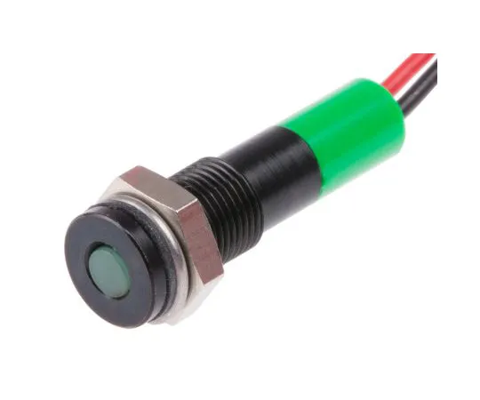 63-4978-03 RS PRO Green Indicator, 12 V dc, 6mm Mounting Hole Size, Lead Wires Termination, IP67 700-1864