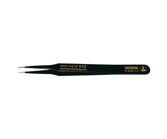 63-6549-39 Bernstein Tools for electronics 120 mm, Anti-Magnetic Stainless Steel, Bent, ESD Anti-Acid Tweezers 5-068-13