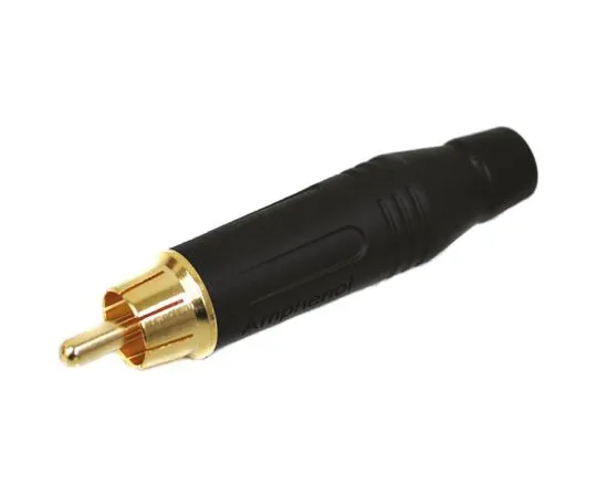63-5127-61 Amphenol Black Cable Mount RCA Plug With Gold Plated Contacts ACPR-BLK