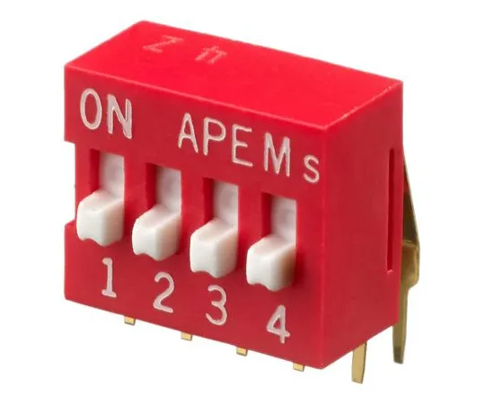 63-5159-21 4 Way Through Hole DIP Switch SPST, Raised Actuator DA04V