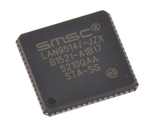 63-5112-97 Microchip, Ethernet Controller, 1.5 Mbps, 12 Mbps, 480 Mbps, 3.3 V, 64-Pin QFN LAN9514I-JZX