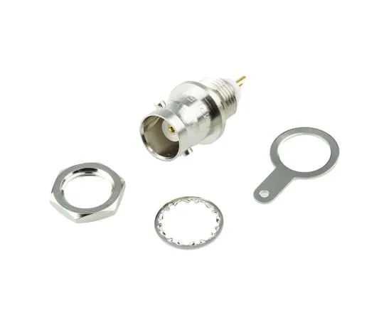 63-4981-13 Amphenol Straight 50Ω Panel Mount Bulkhead Fitting BNC Connector, jack, Nickel, Solder Termination B6351B1-ND3G-50