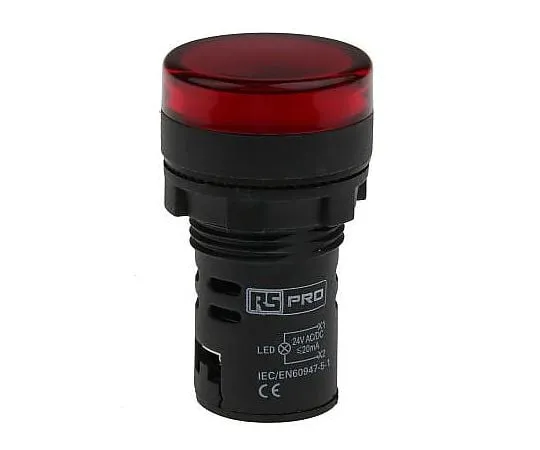 63-5078-31 RS PRO Red LED Pilot Light, 22mm Cutout, IP65, 24 V ac/dc 763-7909