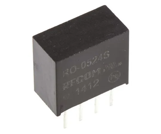 63-4938-48 Recom RO 1W Isolated DC-DC Converter Through Hole, Voltage in 4.5 → 5.5 V dc, Voltage out 24V dc RO-0524S