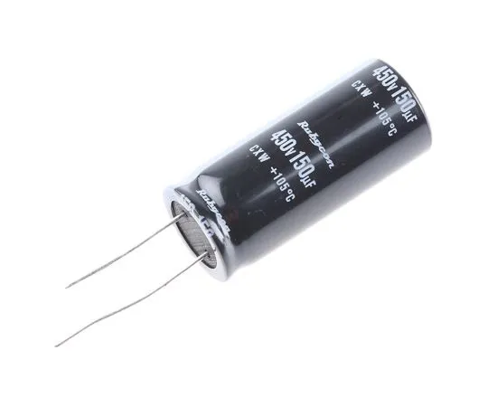 63-5052-89 Rubycon 150μF 450V dc Aluminium Electrolytic Capacitor, Through Hole 18 (Dia.) x 40mm +105°C 18mm 7.5mm 450CXW150MEFC18X40