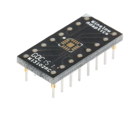 63-5047-25 Winslow Straight Through Hole Mount 0.5 mm, 2.54 mm Pitch IC Socket Adapter, 16 Pin Female QFN to 16 Pin Male DIP W13102RC