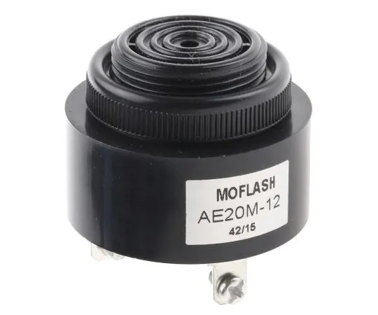 63-5021-72 Black Panel Mount Buzzer, 43 mm Diameter, 12 V dc, 95dB at 1 Metre AE20M-12