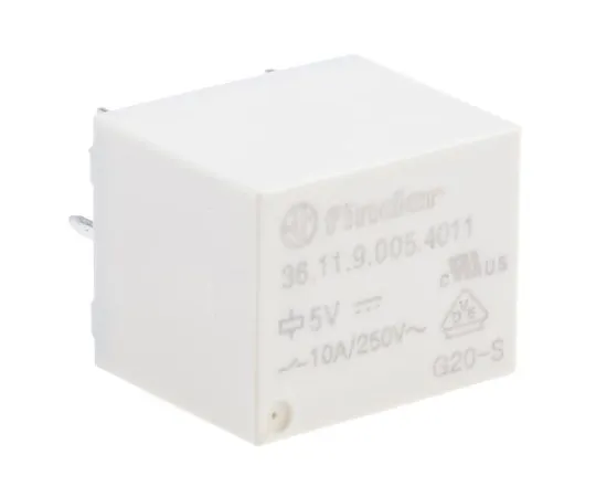 63-5108-64 Finder36 Series SPDT Non-Latching Relay PCB Mount, 5V dc Coil, 10A 36.11.9.005.4011