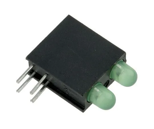 63-5178-53 Dialight 553-0122F, Green Right Angle PCB LED Indicator, 2 LEDs 3mm (T-1), Through Hole 553-0122F