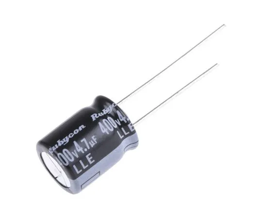 63-5081-73 Rubycon 4.7μF 400V dc Aluminium Electrolytic Capacitor, Through Hole 10 x 12.5mm +105°C 10mm 5mm 400LLE4,7MEFC10X12.5