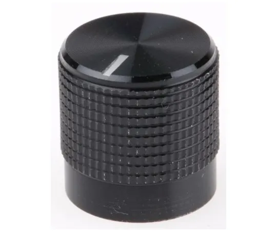 63-5092-15 RS Potentiometer Knob, Push-On Type, 15mm Knob Diameter, Black, Splined Shaft Type, 6mm Shaft 777-7312