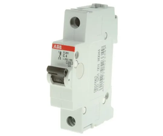 63-5050-36 ABB System M Pro S200 MCB Mini Circuit Breaker 1P, 4 A, 6 kA, Curve C S201-C4