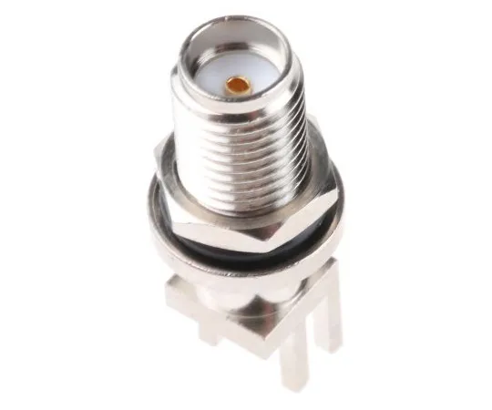 63-5108-61 RS Right Angle 50Ω Panel Mount Bulkhead Fitting SMA Bulkhead, Solder Termination 793-3635