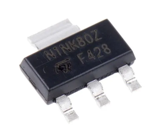 63-5004-48 STN1NK80Z N-Channel MOSFET, 250 mA, 800 V MDmesh, SuperMESH, 3 + Tab-Pin SOT-223 STMicroelectronics STN1NK80Z
