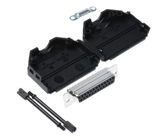 63-5080-87 25 Way D-Sub Socket Connector Kit With Contact Insert, D-sub Socket Connector, Hood, UNC 4-40 Thumb Screws MHDPPK25-DB25S-K