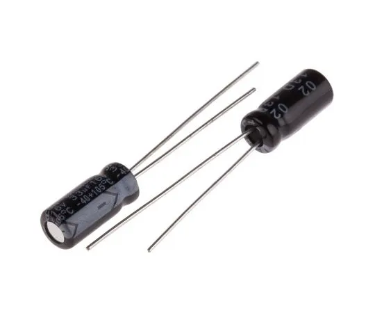 63-4997-87 RS PRO 33μF 16V dc Aluminium Electrolytic Capacitor, Through Hole 5 (Dia.) x 11mm +105°C 5mm 2mm 11mm 711-0924