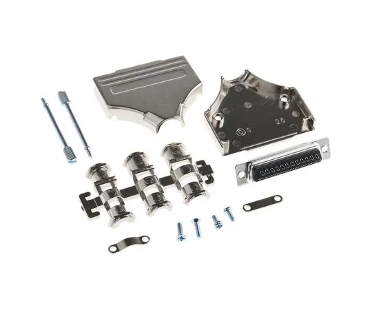 63-5080-81 25 Way D-Sub Socket Connector Kit With Cable Clamp, Contact Insert, D-sub Socket Connector, Hood, Metalised Grommet MHDM25-DB25S-K