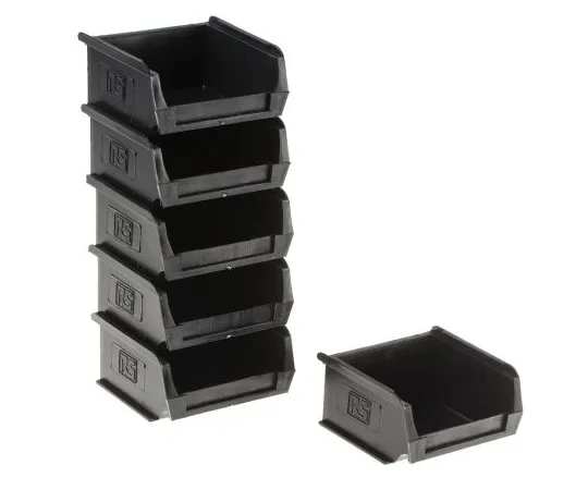 63-5174-33 RS Black Plastic Stackable Storage Bin, 50mm x 100mm x 90mm 909-6902