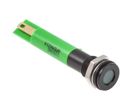 63-5145-08 RS PRO Green Indicator, 110 V ac, 8mm Mounting Hole Size, Solder Lug Termination, IP67 846-2803