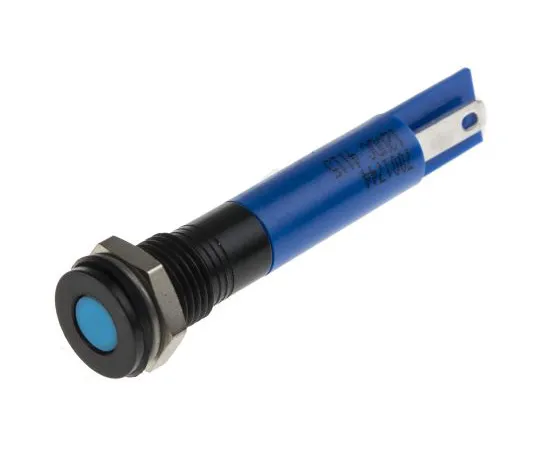 63-4977-87 RS PRO Blue Indicator, 12 V dc, 8mm Mounting Hole Size, Solder Tab Termination, IP67 700-1744