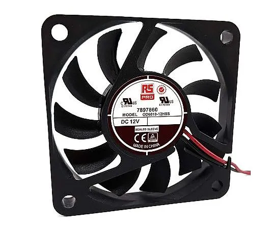 63-5104-22 RS PRO Axial Fan, 60 x 60 x 10.45mm, 21cfm, 3W, 12 V dc 789-7860
