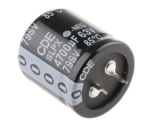 63-5048-74 Cornell-Dubilier 4700μF 63V dc Aluminium Electrolytic Capacitor, Through Hole 30 (Dia.) x 30mm +85°C 30mm 10mm SLPX472M063E3P3