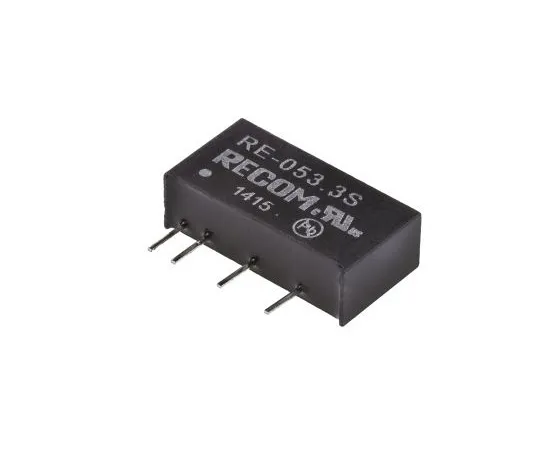 63-4938-56 Recom RE 1W Isolated DC-DC Converter Through Hole, Voltage in 4.5 → 5.5 V dc, Voltage out 3.3V dc RE-053.3S