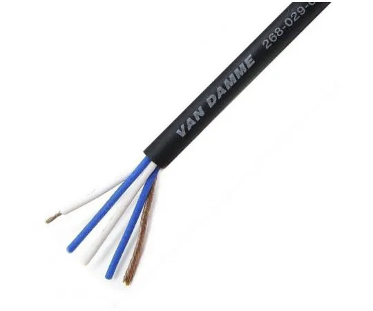 63-5082-79 Van Damme 4 Core Screened Black Twisted Pair Microphone Cable, 4.85mm od 268-029-000