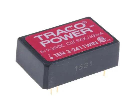 63-5115-80 TRACOPOWER TEN 3WIN 3W Isolated DC-DC Converter Through Hole, Voltage in 9 → 36 V dc, Voltage out 5V dc TEN 3-2411WIN
