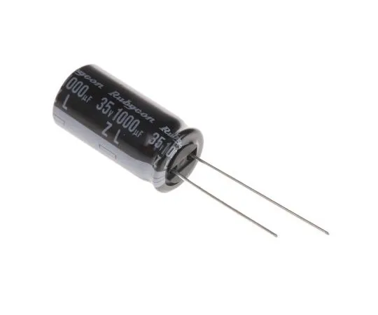 63-4984-75 Rubycon 1000μF 35V dc Aluminium Electrolytic Capacitor, Through Hole 12.5 (Dia.) x 25mm +105°C 12.5mm 5mm 35ZL1000MEFC12.5X25