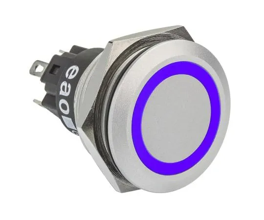 63-5124-66 EAO Single Pole Double Throw (SPDT) Momentary Blue LED Push Button Switch, IP65, IP67, 22 (Dia.)mm, Panel Mount, 12V 82-6551.1123