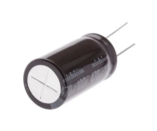 63-5008-67 Nichicon 470μF 100V dc Aluminium Electrolytic Capacitor, Through Hole 16 (Dia.) x 31.5mm +105°C 16mm 7.5mm UPW2A471MHD