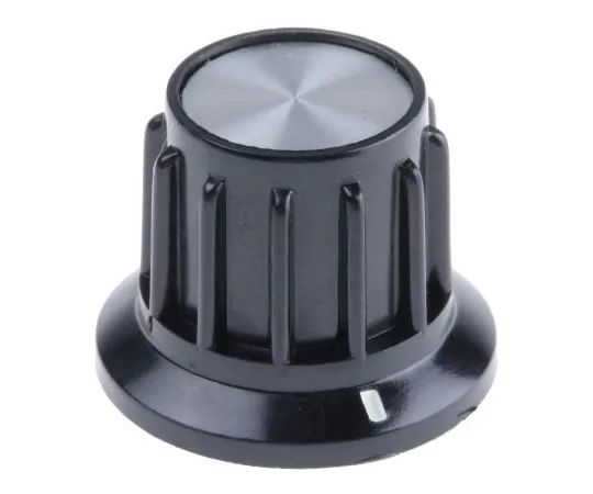 63-5096-56 TE Connectivity Potentiometer Knob, Grub Screw Type, 24.9mm Knob Diameter, Black, 6.35mm Shaft PKA70B1/4