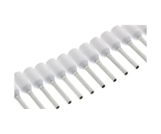 63-5013-87 TE Connectivity Insulated Crimp Bootlace Ferrule, 8mm Pin Length, 1.1mm Pin Diameter, 0.5mm² Wire Size, White 1241000-1