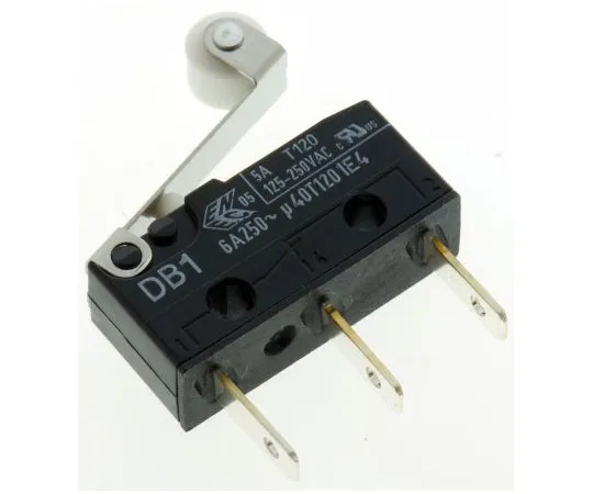 63-4987-92 SPDT-NO/NC Roller Lever Microswitch, 6 A @ 250 V ac DB1C-B1RB