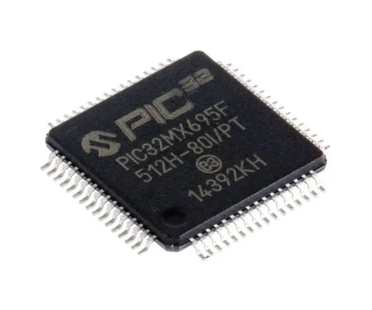 63-4986-33 Microchip, 32bit PIC Microcontroller, 80MHz, 12 kB, 512 kB Flash, 64-Pin TQFP PIC32MX695F512H-80I/PT