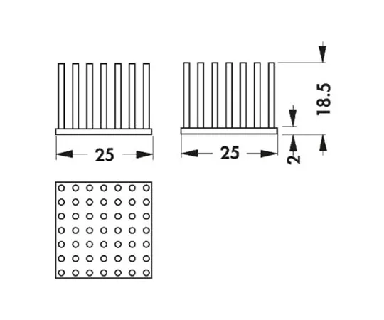 63-4940-79 Heatsink, PGA, 5.2K/W, 25 x 25 x 18.5mm, Adhesive Foil, Conductive Foil ICK S 25x25x18,5