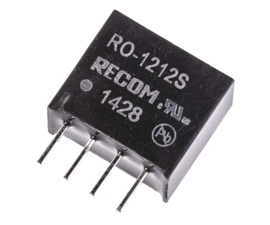 63-4938-50 Recom RO 1W Isolated DC-DC Converter Through Hole, Voltage in 10.8 → 13.2 V dc, Voltage out 12V dc RO-1212S