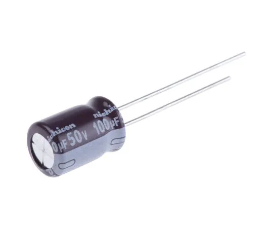 63-5008-27 Nichicon 100μF 50V dc Aluminium Electrolytic Capacitor, Through Hole 8 (Dia.) x 11.5mm +105°C 8mm 3.5mm UPW1H101MPD