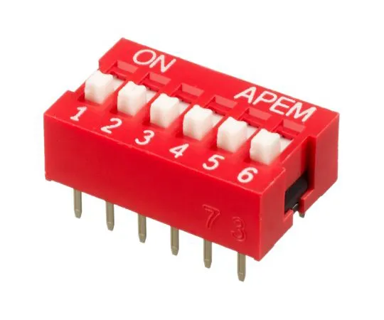63-5158-96 6 Way Through Hole DIP Switch SPST, Raised Actuator NDS-06-V