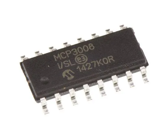 63-5039-99 Microchip MCP3008-I/SL, 10-bit Serial ADC Pseudo Differential, Single Ended Input, 16-Pin SOIC MCP3008-I/SL