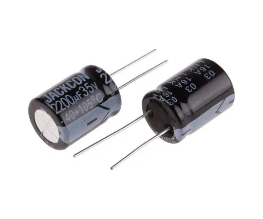 63-4998-33 RS PRO 2200μF 35V dc Aluminium Electrolytic Capacitor, Through Hole 16 (Dia.) x 21mm +105°C 16mm 7.5mm 21mm 711-1340