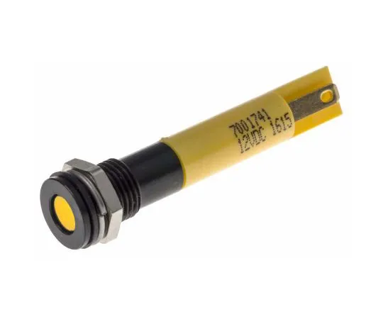 63-4977-86 RS PRO Yellow Indicator, 12 V dc, 8mm Mounting Hole Size, Solder Tab Termination, IP67 700-1741