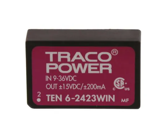 63-5064-47 TRACOPOWER TEN 6WIN 6W Isolated DC-DC Converter Through Hole, Voltage in 9 → 36 V dc, Voltage out ±15V dc TEN 6-2423WIN